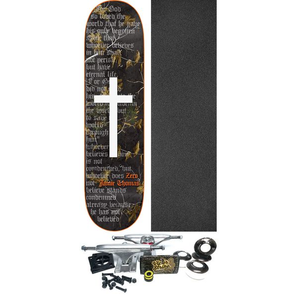Zero Skateboards Jamie Thomas Cross Real Tree Glow Skateboard Deck - 8.5" x 32.3" - Complete Skateboard Bundle
